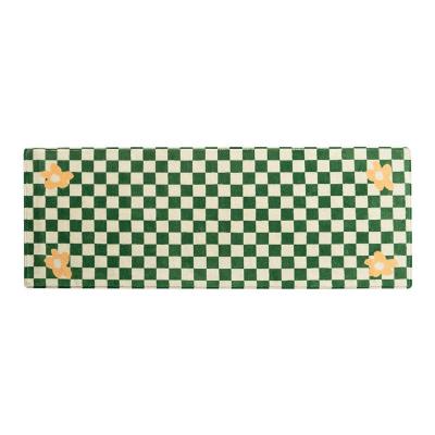 China Retro Washable Green White Plaid Carpet Rug For Living Room Bedroom Decor Green Plaid Carpet for sale