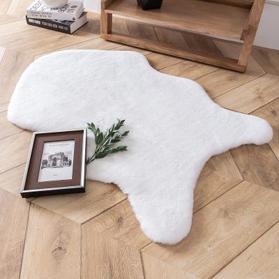 China China Factory Wholesale Washable White Irregular Sheep Shape Soft Rabbit Hair Sofa Chair Rug Mat for sale