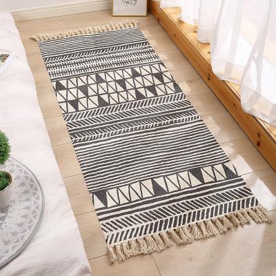 China Washable Nordic Cotton And Ethnic Foot Blanket Floor Style Rug Door Tassel Canvas Small for sale