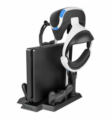 China Cooling+Charging+VR Stand 2021 Multifunctional Vertical Charging Station For Slim PS4 Pro Controller With VR Headset Holder for sale