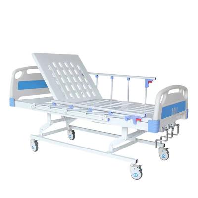 China Used In Hospital Triple Function Three Crank Manual Inpatient Medical Bed With 8cm Mattress for sale