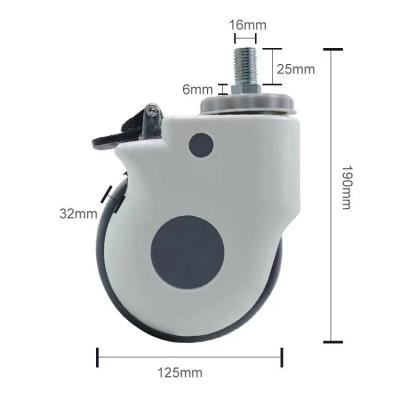 China Used in universal 5inch hospital bed plastic cover casters swivel medical tpr healthcare hospital bed caster rubber wheels for sale