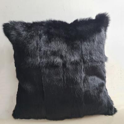 China 2021 New Arrivals Genuine Fur Cushion Rabbit Sofa Cushion Cover Fashion Style Eco-friendly Luxury Plaid For Home Decor Cushion for sale