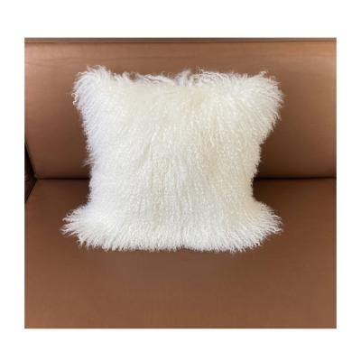 China Eco - Friendly Real Long Curly Mongolian Lamb Fur Couch Throw Blanket For Home Decor for sale