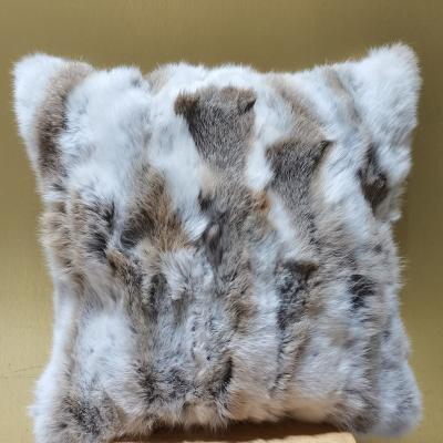 China Newest Plaid Rabbit Fur Blanket Sofa Eco-friendly High End Eco-Friendly Cushion Soft Home Decor Cushion Cover Rabbit Fur for sale