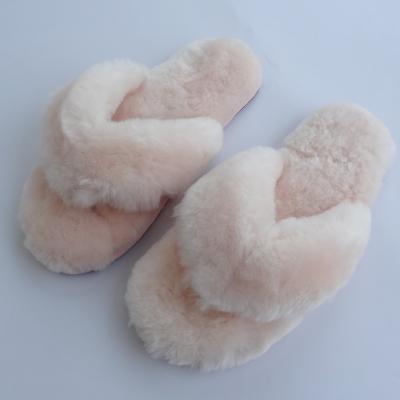 China Wholesale Cheap Genuine Soft Genuine Sheepskin Women's Sheepskin Slippers Australia Sheepskin Slippers Factory Factory Open Toe Indoor Slippers Fur Sweat-absorbent for sale