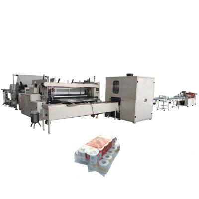 China Hotels Automatic High Capacity Toilet Paper Tissue Paper Kitchen Towel Making Log Saw Cut Rolls Packing Machine Multi Production Line for sale