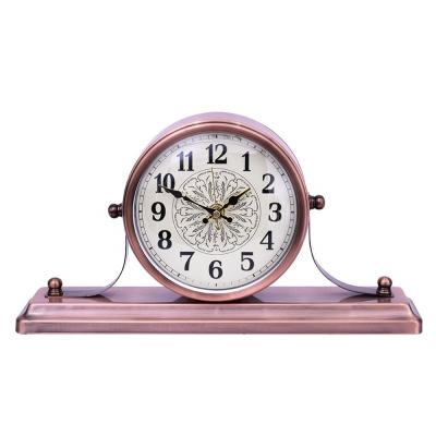 China Calendars 8 inch living room fashionable retro craft table clock American antique gold-plated Christmas gift desktop art desk clock for sale