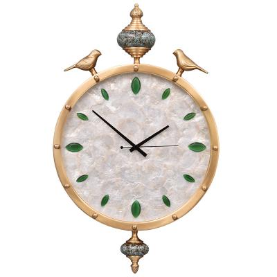 China Antique Style Luxury living room fashionable decoration wall clock home customized craft brass products wall hanging wall clock for sale