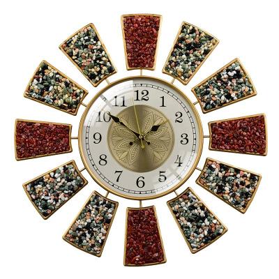 China Antique Style Iron art retro living room home fashion craft clock metal creative wall decoration craft custom color wall clock for sale