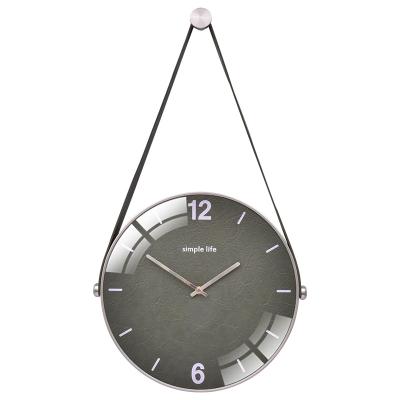 China Antique Style Modern Nordic simple home indoor gold plated silent quartz clock hanging belt fashionable wall decoration digital wall clock for sale