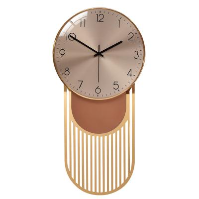 China Antique Style Luxury high-end metal electroplating clock living room gift customization style home decoration digital wall clock for sale