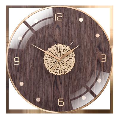 China Antique Style Manufacturer's high-grade wooden panel, brass clock, European style wooden 3D decorative wall clock for sale