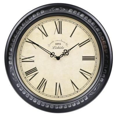 China Antique Style American rural retro home wall decoration wall surface living room personality round digital quartz clock for sale