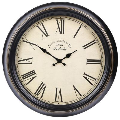 China Antique Style American rural retro living room home creative clock European iron art digital atmospheric quartz wall clock for sale