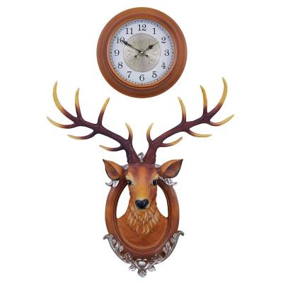 China Antique Style American Country Vintage Round Metal Clock Living Room Wall Decoration Silent Christmas Iron Digital Wall Clock for sale