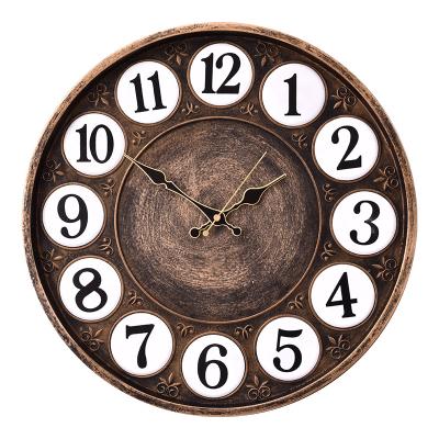 China Antique Style Factory American Country Retro Wall Clock Living Room Silent European Antique Clock Resin Decoration Custom Gift Quartz Clock for sale