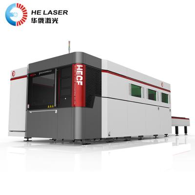 China Water cooled top selling automatic full 8000w 6000*2500 mm enclosed fiber laser cutter with precitec cutting head for sale