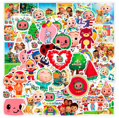 China Waterproof 52 PCs/Pack English Nursery Rhymes Stickers Enlightenment Cocomelon Cartoon Skateboarding Sticker Packs for sale