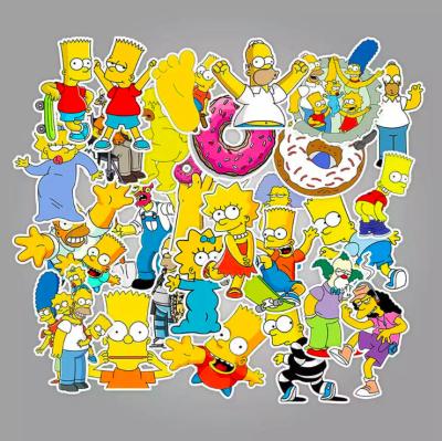 China 50 White Non-Repeating Waterproof Vinyl DIY Simpsons Removable Stickers For Kids Cartoon for sale