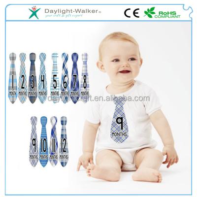 China Promotional Gift Stickers Tie Tie Boy Month Milestone Newborn Monthly Baby Sticker Months In Motion for sale