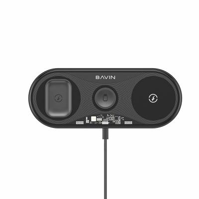 China BAVIN PC817 Mobile Phone 3 in 1 15W QI Fast Charging Pad Wireless Charging Pad for iPhone 13 Smart Watch, TWS Earbuds for sale