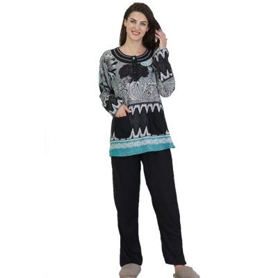 China Warm Mid Flannel Apparel Islam Polyester Spandex Is Thermal Winter Long Sleeve Muslim Home Wear Women Pajamas for sale