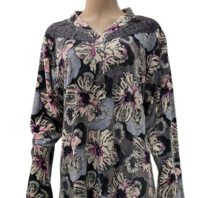 China OEM Soft Wholesale Islam Women's Arab Winter Velvet Pajamas Print Sleepwear Long Robe for sale