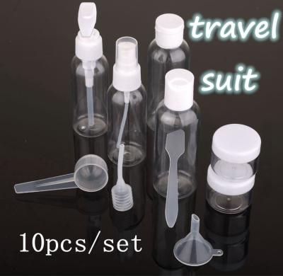 China BEAUTY PACKAGING Airport Bottle Dispenser Travel Kit Hotel Travel Cosmetic Set With PVC Bag for sale