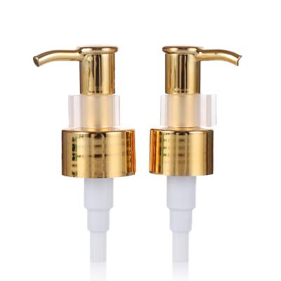 China 28/410 24/410 non refillable aluminum lotion pumps climp gold lotion pump for bottle for sale