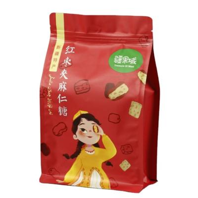 China Recyclable Digital Printing MOQ500 Flat Bottom Stand Up Aluminum Foil Zipper Pouch Fruit Nut Cereal Bag Snacks Packaging Bag for sale