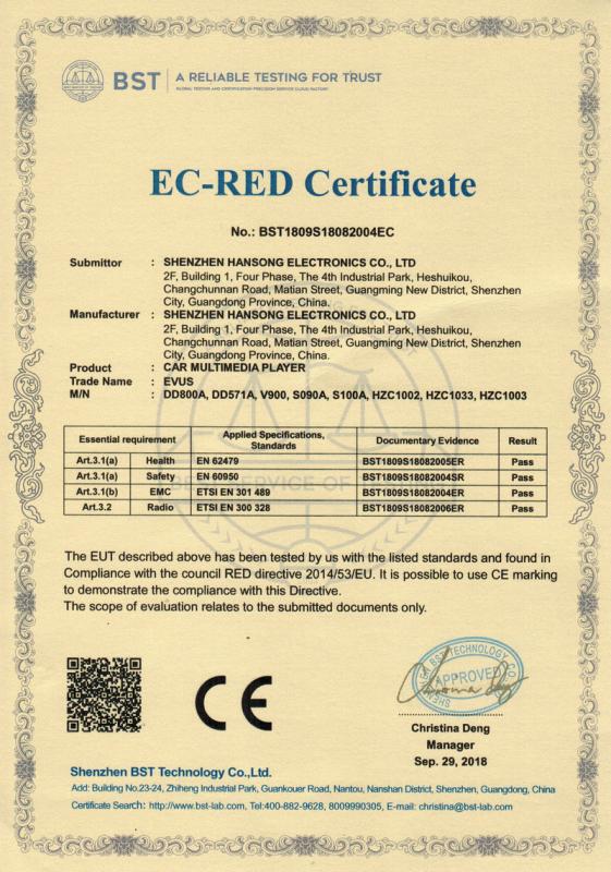 CE - Shenzhen Hansong Electronics Co., Ltd.