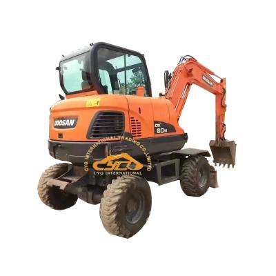 China Construction Used DOOSAN Wheel Excavator Doosan DX60 Mini Wheel Excavator For Sale for sale