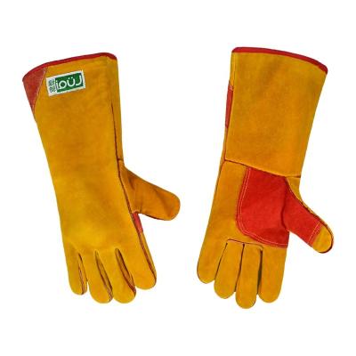 China Puncture Resistant LOGO Cheap Price Wear Resistant Custom Cow Split Leather MIG TIG Argon Electric Safety Work Welding Gloves for sale