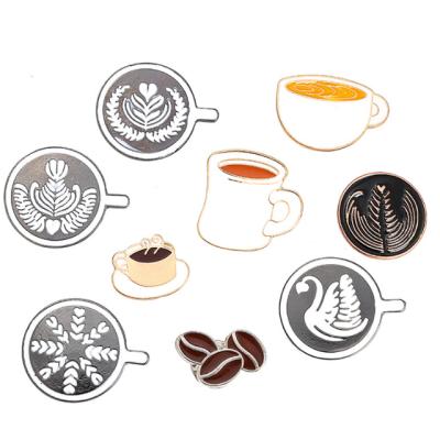 China Fashion Durable Coffee Shaped Pins For Gifts / Lapel Brooch Clothes Badge / Decorative Brooches On Clothes for sale