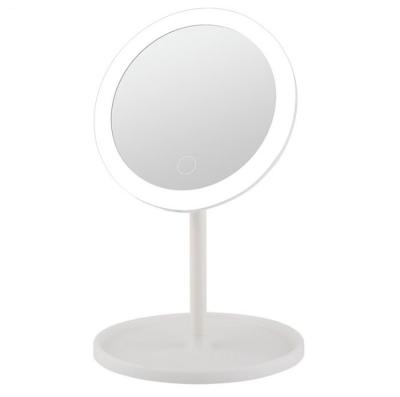 China Hot Selling Rechargeable LED Lighted Makeup Mirror / 360 Degree Rotating Led Light Makeup Desktop Folding Mirror for sale