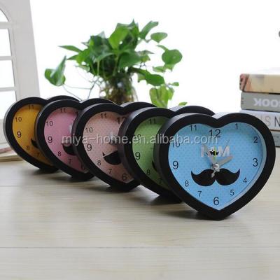 China New Europe design heart shape beard alarm clock/cute simple digital table clock for sale