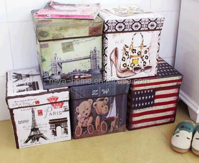 China stool home & Ottoman Best Selling Antique PU Wooden Storage Stool / Printed Storage Stool / Folding Storage Stool for sale