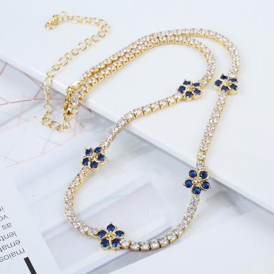 China Luxury Exquisite New Design Charming Jewelry FASHIONABLE Flower Crystal Zircon Diamond Micro Set Necklace Women's Gift for sale