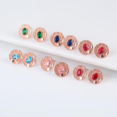 China Fashion Trendy Personality Fashion Crystal Circle Zircon Earrings Women Rose Gold Luxury Jewelry High for sale