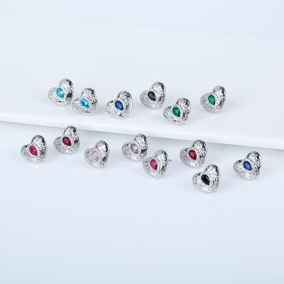 China TRENDY Silver Plated Snowflake Heart Crystal Diamond Earrings Zircon Women Exquisite Jewelry High Quality for sale