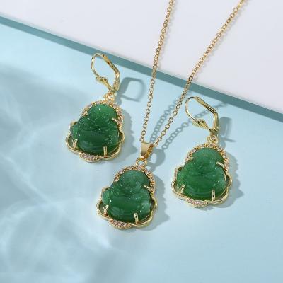 China FASHION Jewelry Set Religious Buddha Fashion Necklace Earrings 2/Piece Set Fashion Jewelry Copper Plating for sale