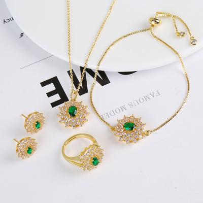 China FASHIONABLE Irregular 4PC Snowflake Around Crystal Zircon Necklace Bracelet Ring Earrings Jewelry Set Women for sale