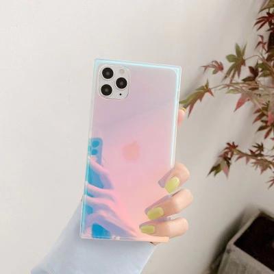 China Latest Rainbow Shockproof Soft Gradient Color TPU Square Case For Phone 12 Pro Case 13 Max Glossy Case for sale