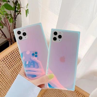 China Latest Rainbow Shockproof Soft Gradient Color TPU Square Case For Phone 12 Pro Case 13 Max Glossy Case for sale