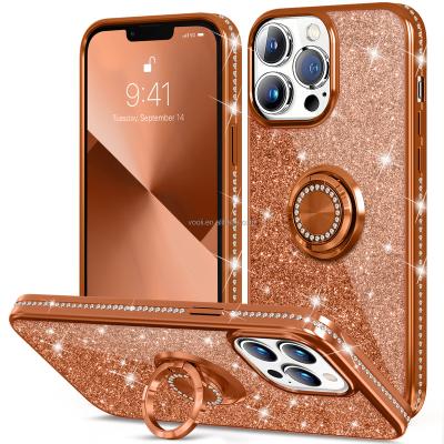 China Diamond Bling Phone Case With Stand Mobile Cell Phone Shockproof Case For Phone 13 Pro Women Case for sale