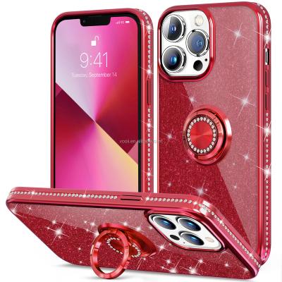 China Bling Shockproof Phone Case For Phone 13 Pro Max Stand Diamond Phone Cover for sale