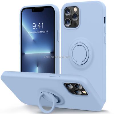 China Shockproof Liquid Silicone Stand Phone Case With Finger Ring Stand Bracket Cover For Phone 13 Max 360 Pro for sale