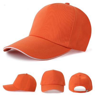 China Orange Cotton Baseball Cap Curved Brim With Metal Back Closure for sale