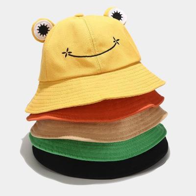 China Cute Frog Pattern Children Fisherman Style Cap Comfortable Washable for sale